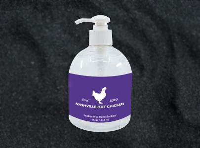 16 oz Instant Hand Sanitizer with Pump, customized with Nashville Hot Chickens logo