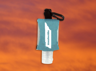 Sanitizer with sleeve, customized with Nashville logo